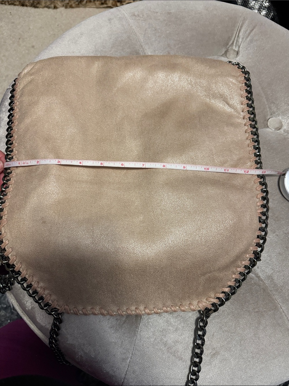 Madden Soft Taupe Chain-Trim Shoulder Bag, new - Picture 7 of 11